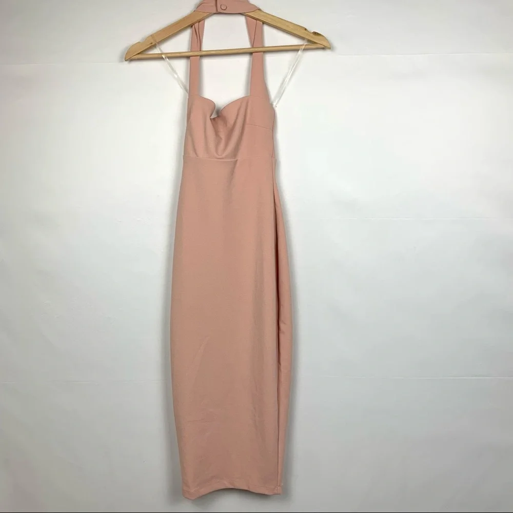 NWT Nookie X Revolve Boulevard Bodycon Square Neck Midi Dress Prima Blush Pink - Picture 4 of 9